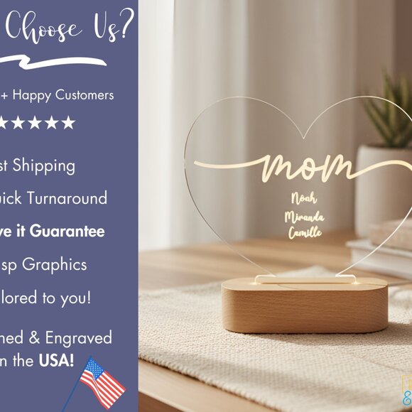 Custom Night Light for Mom | Mother’s Day Gift for Nana, Mimi & Grandma - Picture 4 of 8